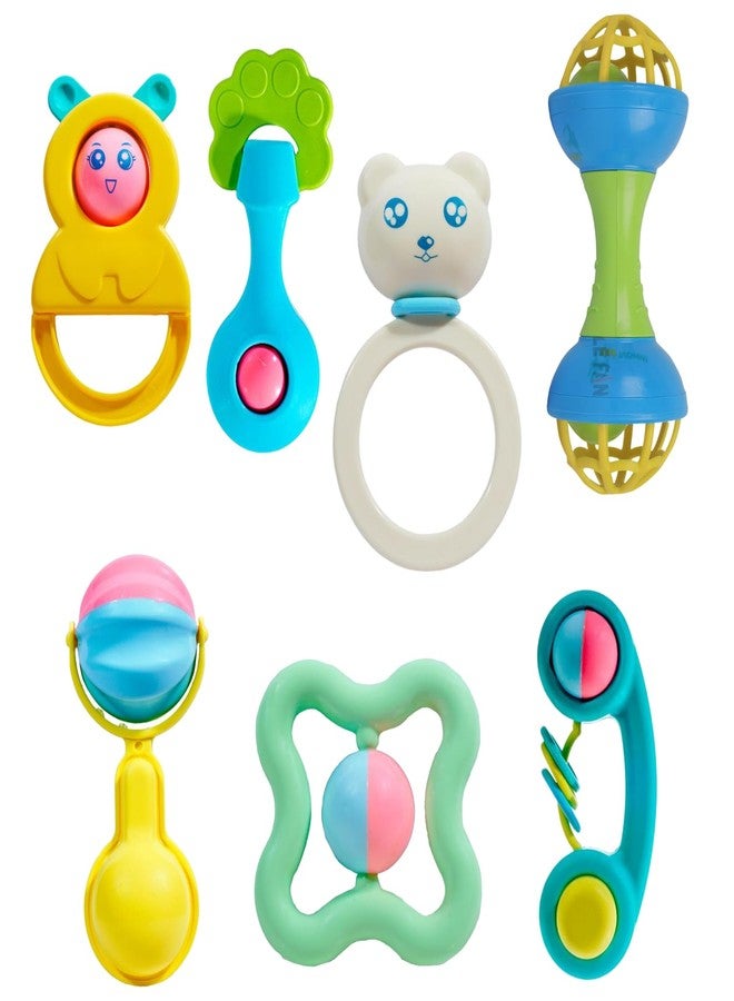 Lefan Rattle Set for Babies 0-6 Months Rattle and Teether Toys for Baby Toys Rattle Toy for New Born Early Development Toys for Baby Return Gifts for Kids, Baby Shower Gifts -Set of 7 Pcs - Image 1
